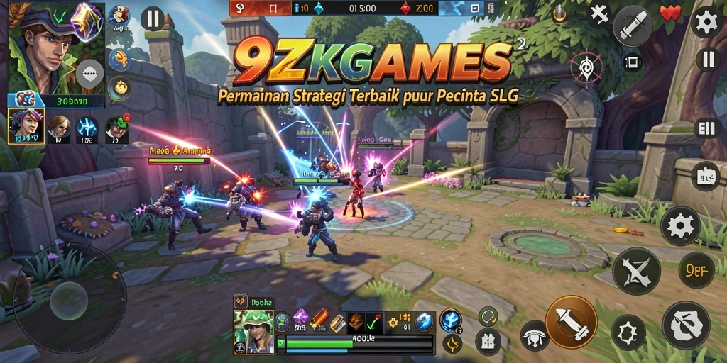 Gameplay SLG seru dalam 9ZKGAMES dengan pertempuran dinamis.