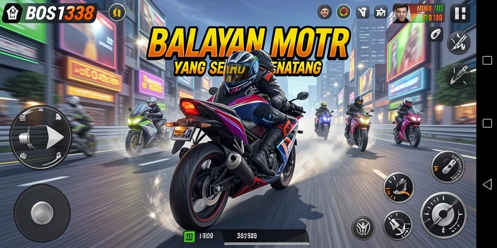 Gameplay seru dengan balapan motor yang menantang.