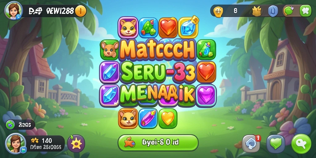 Screenshot DEWI288 menampilkan gameplay match-3 yang seru dan interaktif.