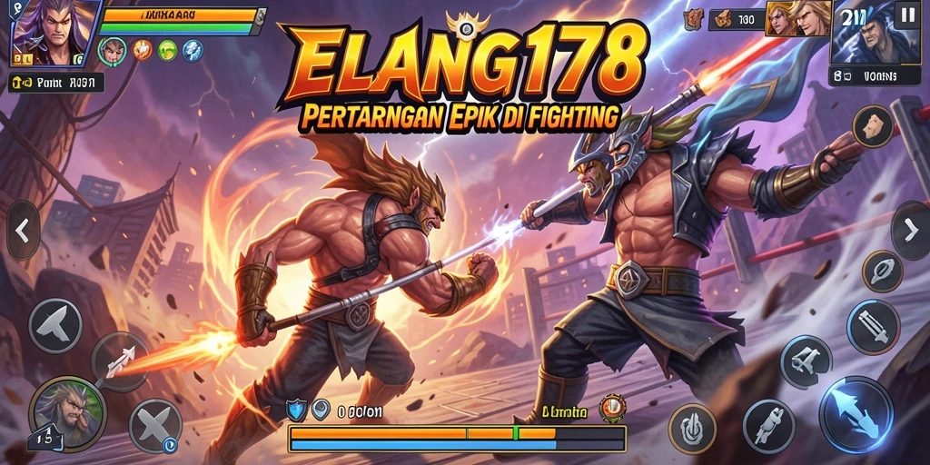 Tampilan gameplay ELANG178 yang intens dalam pertarungan Fighting.
