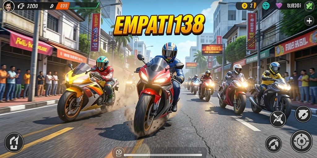 Tampilan aksi balapan motor yang seru dalam EMPATI138.