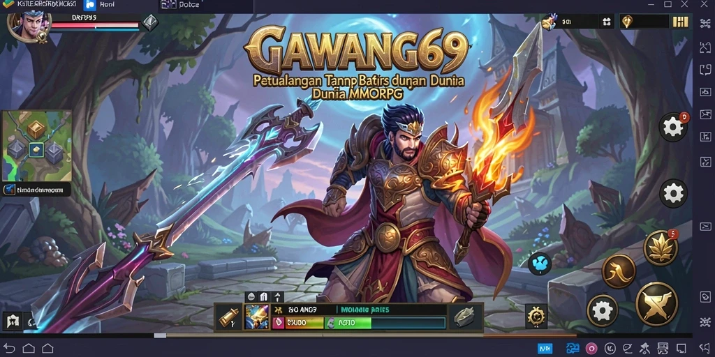 Screenshot GAWANG69 menunjukkan pertempuran epik antara pemain dan monster.