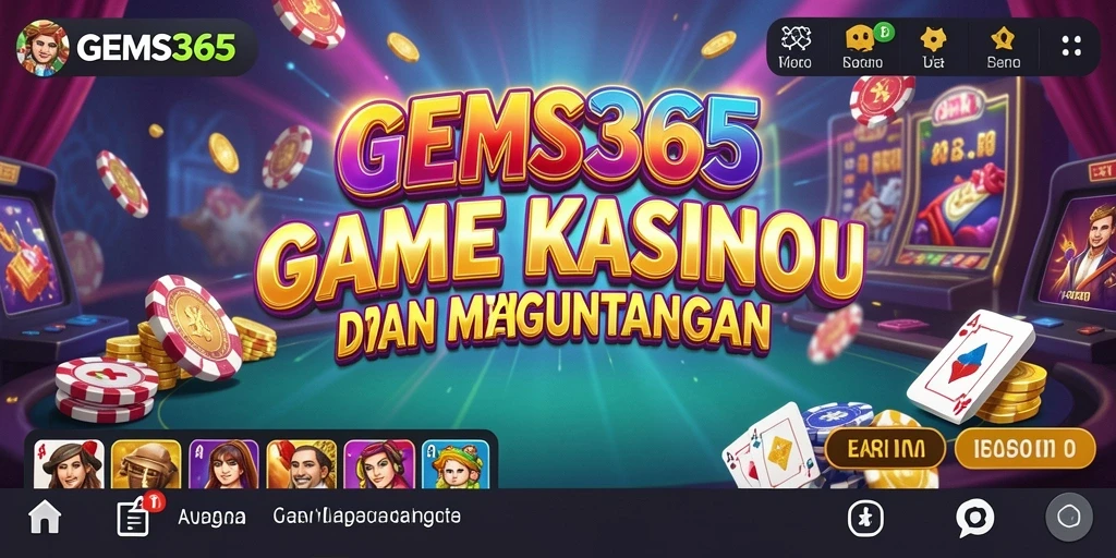 Gameplay GEMS365 dengan visual dan fitur kasino yang menarik.