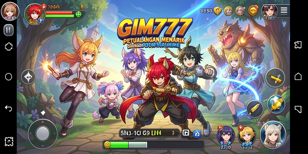 Tangkapan layar gameplay GIM777 dengan karakter anime.