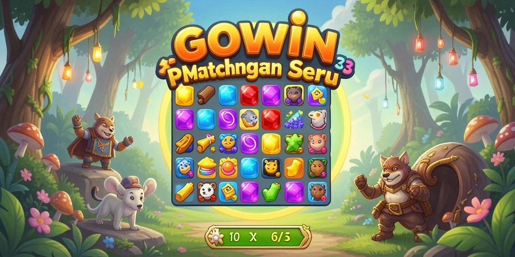 Tangkapan layar GOWIN menampilkan gameplay Match-3 yang mengasyikkan.