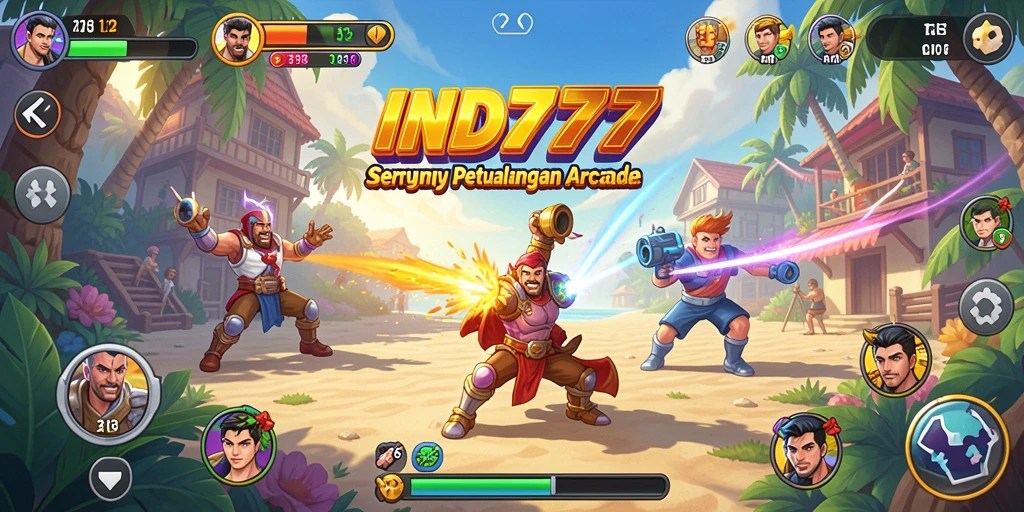 Screenshot utama IND777 menampilkan aksi gameplay arcade yang seru dan menarik.