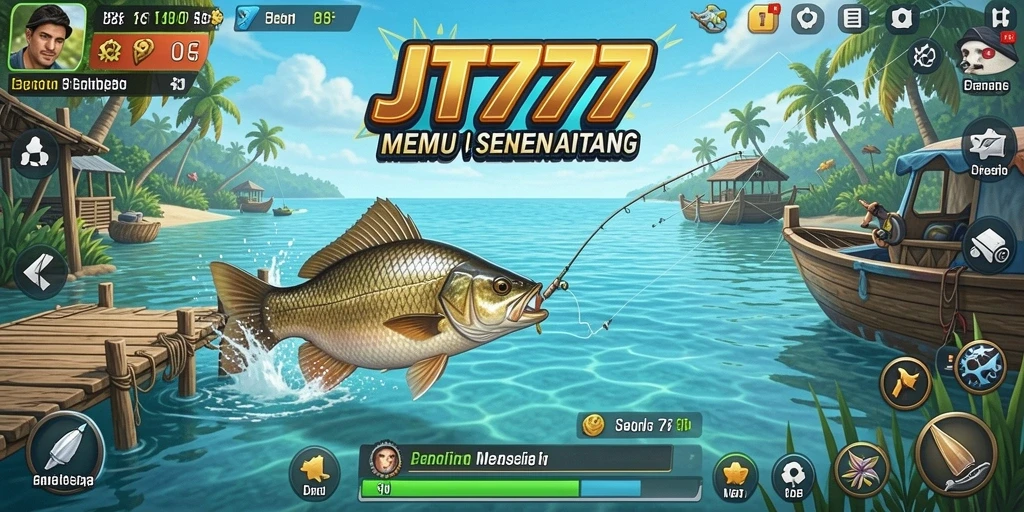 Screenshot gameplay JT777 dengan aksi memancing seru.