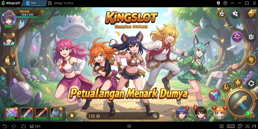 Screenshot gameplay KINGSLOT menampilkan aksi karakter Anime yang epik.