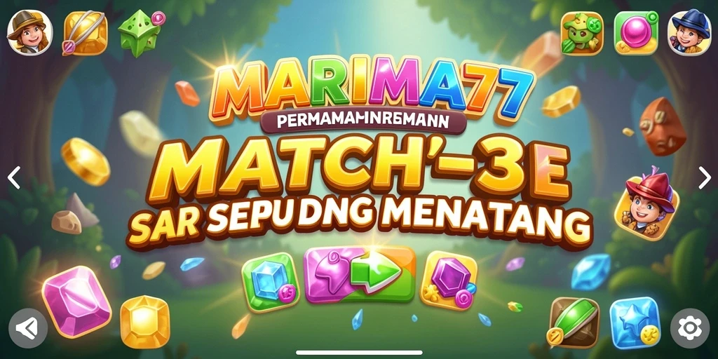 Tampilan gameplay yang menarik di MARIMA77 dengan elemen match-3.