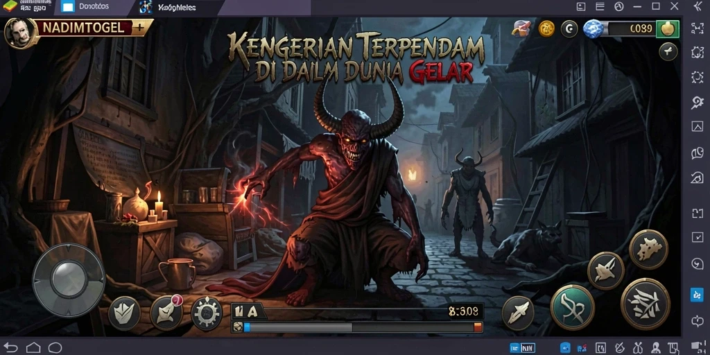 Tampilan gameplay NADIMTOGEL yang menyeramkan dan mendebarkan.