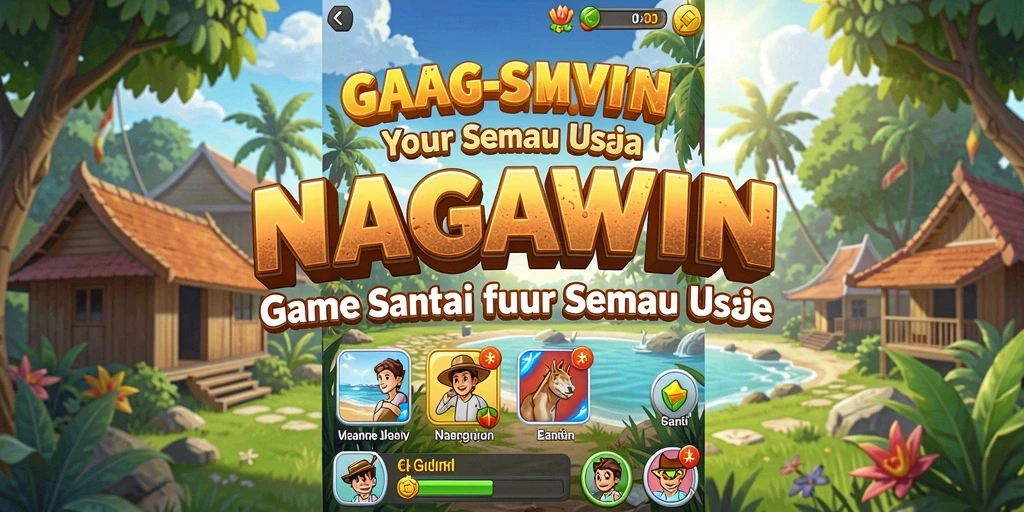 Tampilan gameplay NAGAWIN yang ceria dan penuh warna.