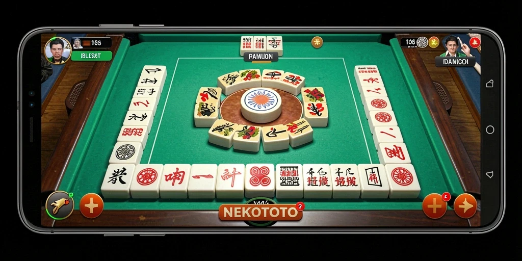Tampilan gameplay NEKOTOTO dengan ubin Mahjong yang menarik.