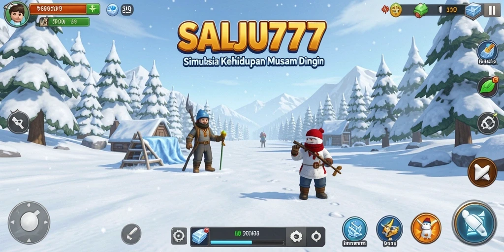 Screenshot utama SALJU777 menampilkan gameplay seru di dunia musim dingin.