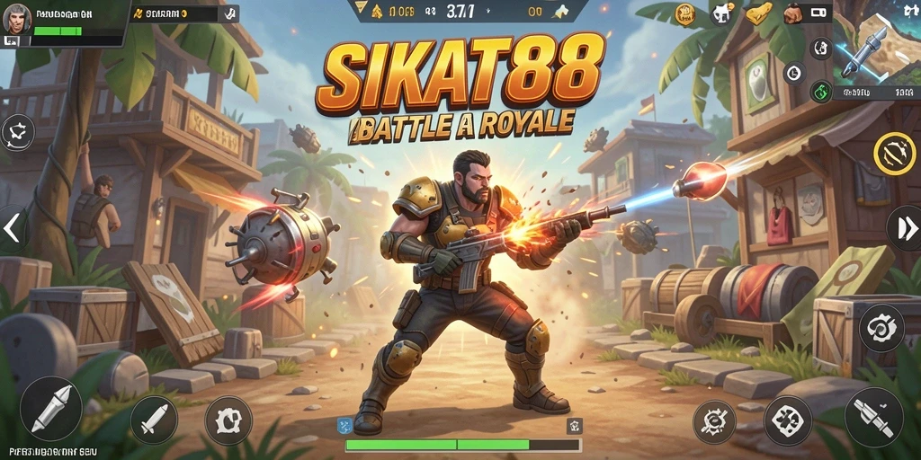 Tampilan gameplay SIKAT88 yang intens di arena Battle Royale.