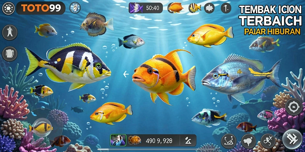 Screenshot utama TOTO99 menampilkan aksi menembak ikan yang seru.